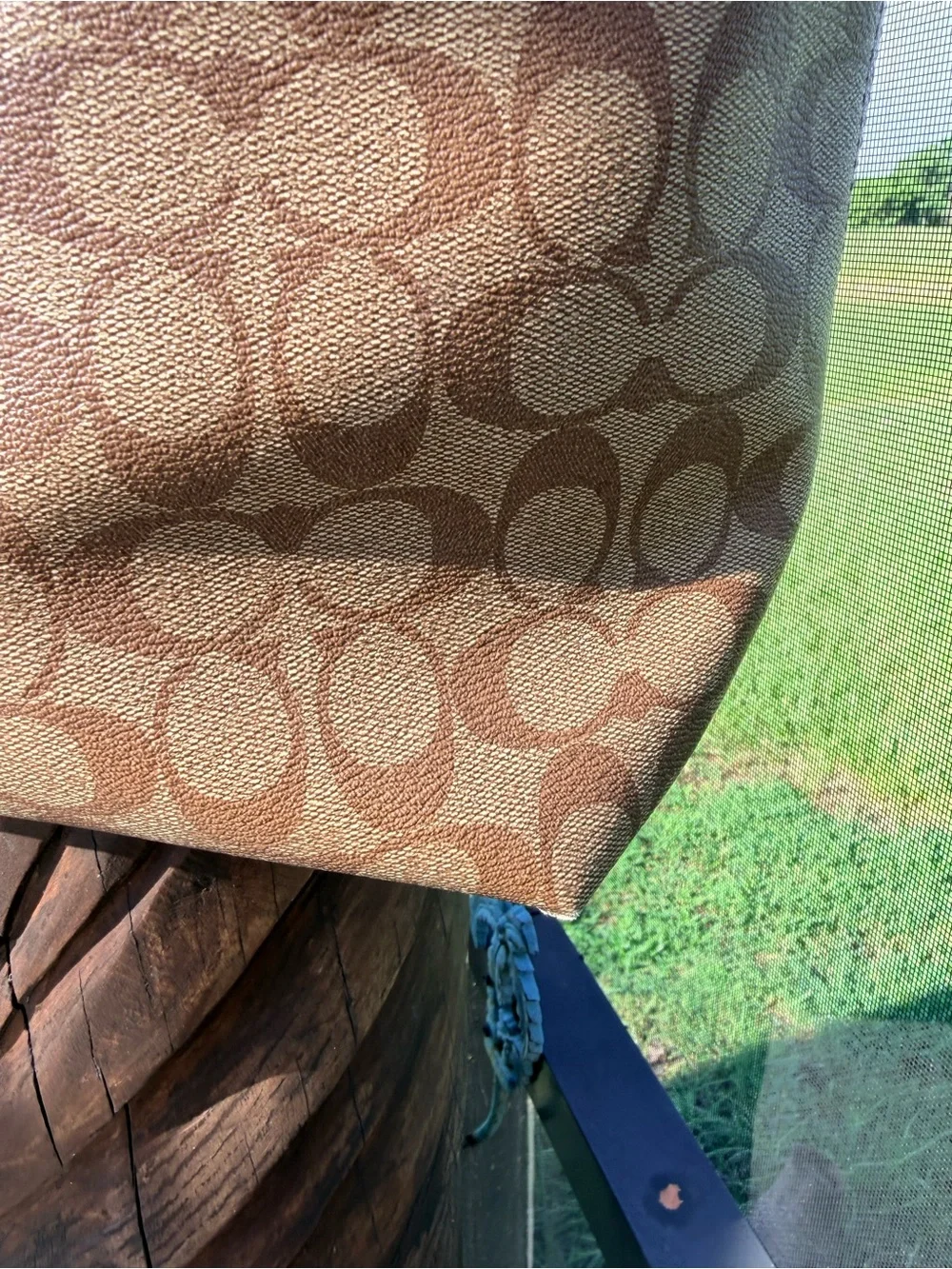 Coach City Tote Brown Signature Canvas Leather Shoulder Bag F58292 Dust Bag